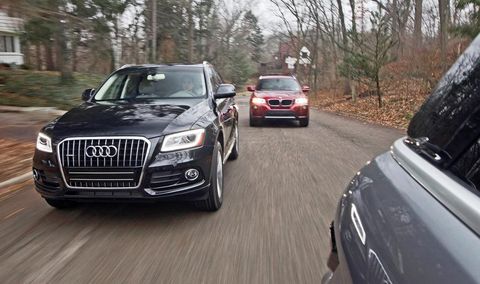 2013 bmw x3 xdrive28i, 2013 audi q5 20t, and 2013 land rover range rover evoque