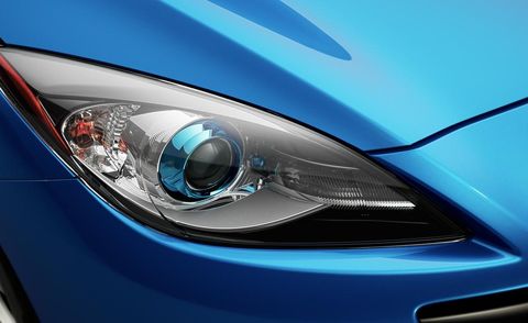 Automotive design, Blue, Automotive lighting, Headlamp, Automotive exterior, Electric blue, Light, Azure, Personal luxury car, Grey, 