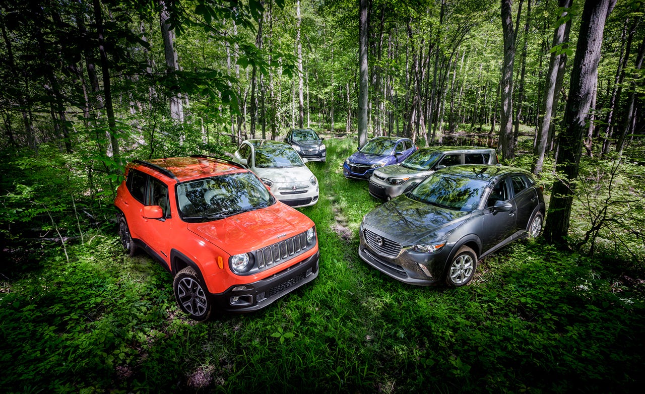 Small Suvs Compared Mazda Cx-3 Vs Fiat 500x Honda Hr-v Jeep Renegade Chevrolet Trax Kia Soul Comparison Test Car And Driver