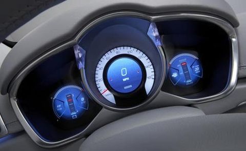 Motor vehicle, Blue, Electric blue, Gauge, Grey, Measuring instrument, Luxury vehicle, Speedometer, Machine, Symbol, 