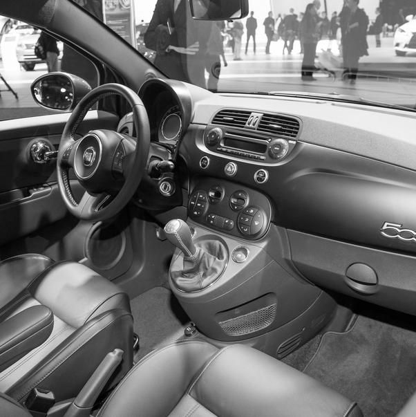 Interior of Fiat 500 car editorial image. Image of model - 130335035