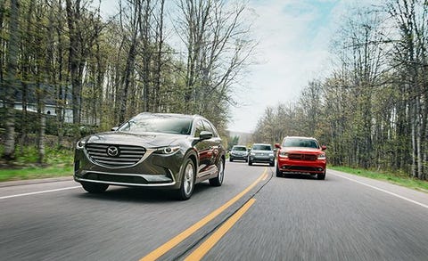 Three Row Suv Test Vw Atlas Vs Dodge Durango Gmc Acadia Honda Image