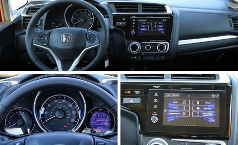 Land vehicle, Vehicle, Car, Honda fit, Steering wheel, Center console, Multimedia, Speedometer, Vehicle audio, Honda, 