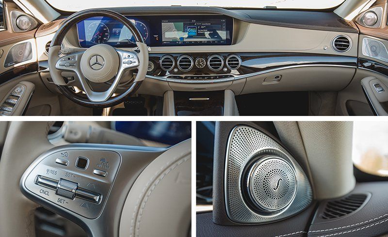 Land vehicle, Vehicle, Car, Luxury vehicle, Mercedes-benz, Motor vehicle, Steering wheel, Mercedes-benz s-class, Steering part, Center console, 