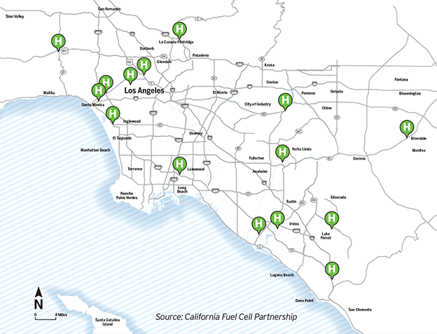 map of southern california hydrogen refueling stations
