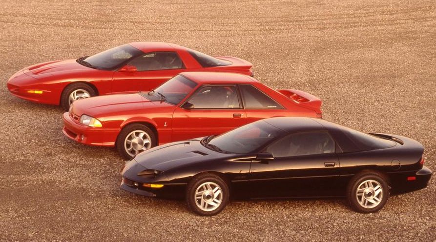 1993 pontiac firebird formula, 1993 ford mustang cobra, and 1993 chevrolet camaro z28
