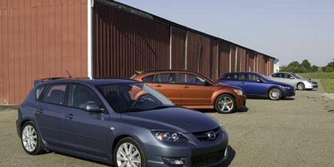 2008 Dodge Caliber SRT4, 2007 Mazdaspeed 3, 2008 Subaru Impreza WRX et 2008 Volvo C30 T5 version 10