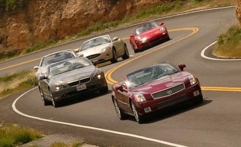 2006 bmw 650i, cadillac xlr v, porsche 911 carrera, 2007 mercedes benz sl550, and jaguar xk