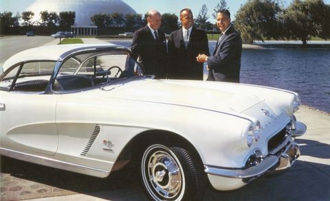 alan shepard is presented with his new 1962 corvette
