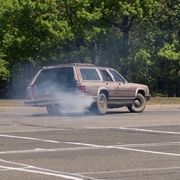 old station wagon blowing smoke