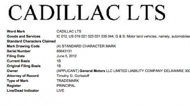 cadillac lts trademark applicant