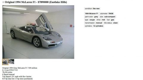 Mclaren F1 For Sale On Craigslist For Nearly 8 Million