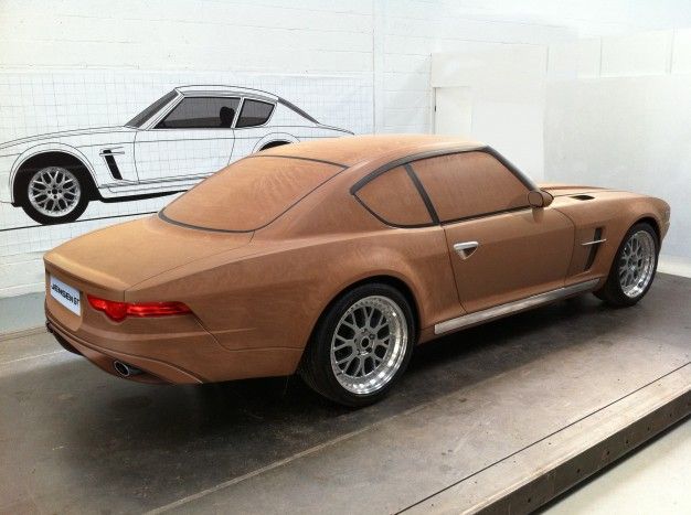 Jensen GT clay model - rear 3Q