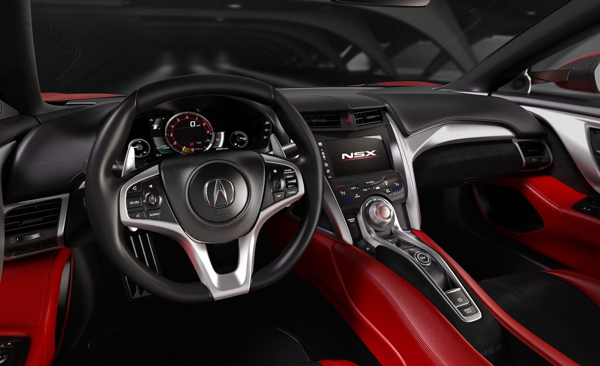 Motor vehicle, Steering part, Mode of transport, Automotive design, Steering wheel, Red, Speedometer, Center console, Car, Sports car, 