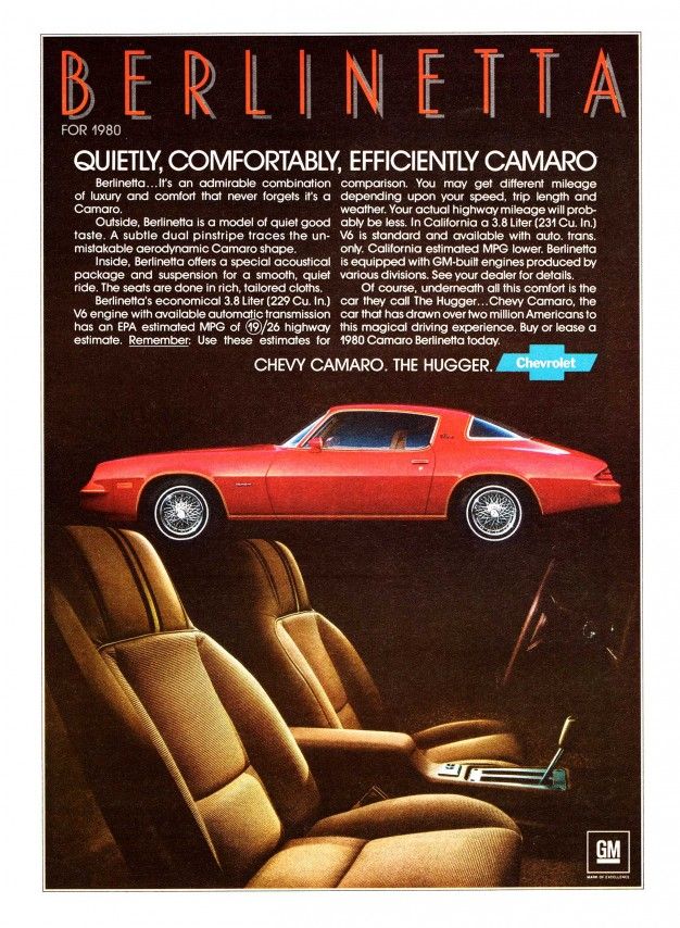 1980 chevrolet camaro berlinetta advertisement
