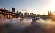 Atmospheric phenomenon, Automotive exterior, Automotive tire, Morning, Evening, Motorsport, Mid-size car, Dusk, Hood, Full-size car, 