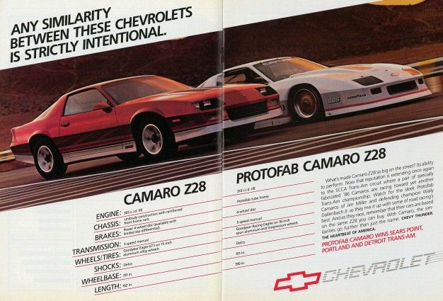 1986 chevrolet camaro z28 advertisement