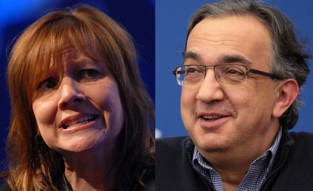 general motors ceo mary barra and fiat chrysler automobiles ceo sergio marchionne