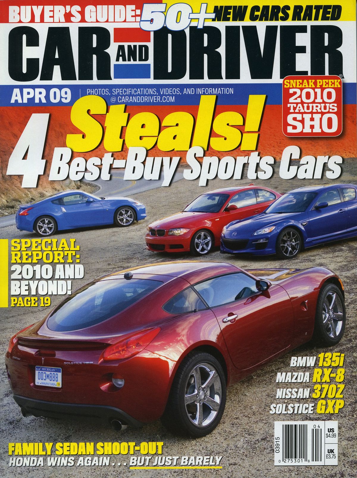 april 2009 car and driver magazine cover