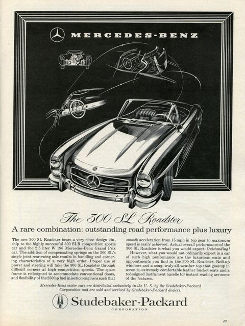 1958 mercedes 300 sl roadster ad