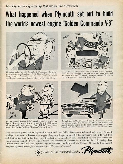 1958 plymouth golden commando v8 ad