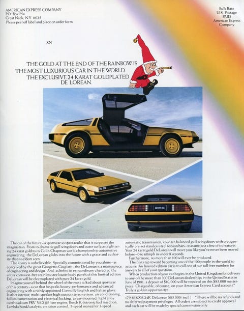 American Express Car Buying >> In 1980 You Could Buy An 85 000 24k Gold Plated Delorean American Express Car Buying >> In 1980 You Could Buy An 85 000 24k Gold Plated Delorean