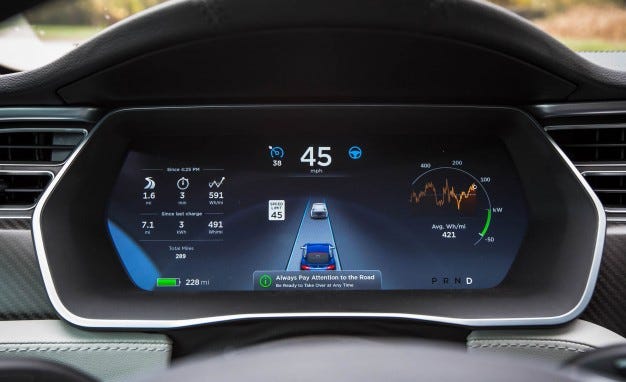 Affichage de la jauge Tesla Model S affichage de la jauge du modèle tesla