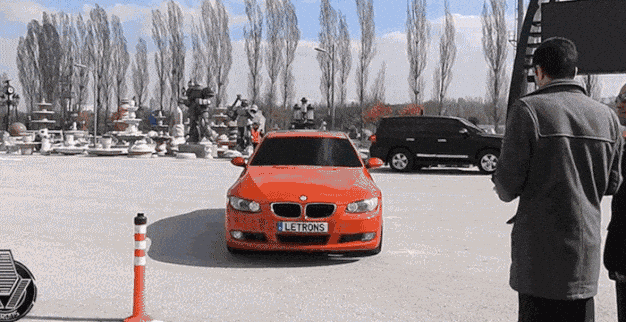 BMW Car Drift in Parking Lot on Make a GIF