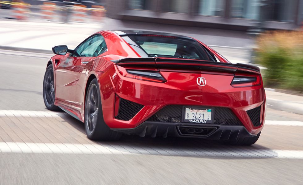 2017 red acura nsx driving