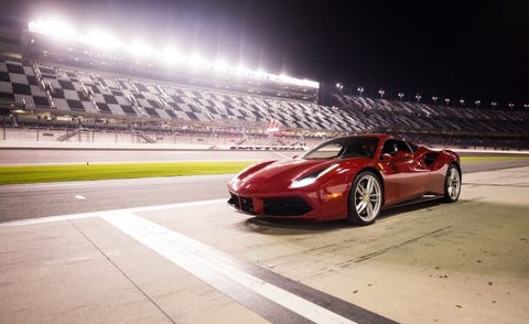 Driving A Ferrari 488gtb Under The Lights At Daytona