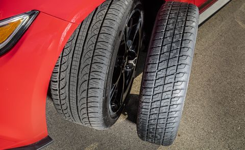how much does a donut spare tire limit performance we find out using a ford mustang