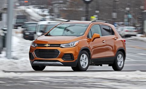 a chevrolet trax drives in snowy weather