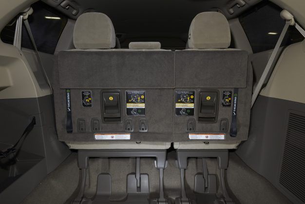 IIHS points to this rear seat as an example of confusing and poorly located tether anchors. (IIHS courtesy photo)