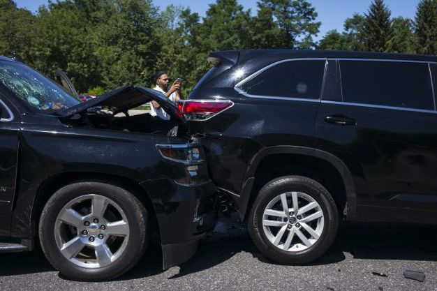 plattekill, new york   july 30 two cars sit at a standstill after colliding july 30, 2017 along the new york state thruway in plattekill, new york new york state police and emergency medial teams treated passengers for minor injuries photo by robert nickelsberggetty images