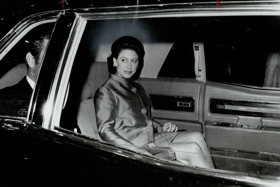 princess margaret leaves the royal york hotel in toronto, canada in october 1967