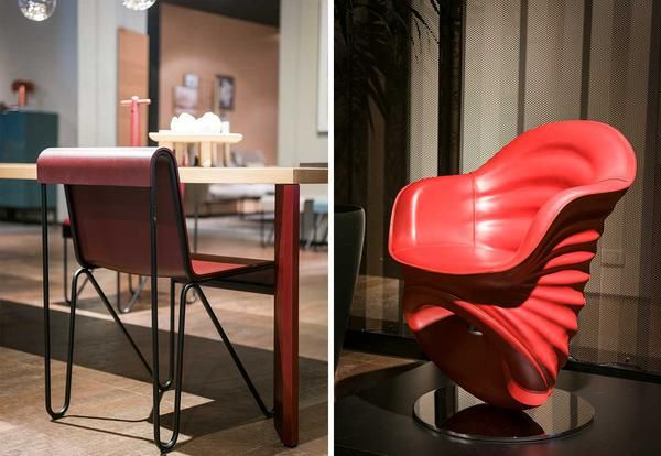 Furniture, Chair, Product, Red, Interior design, Table, Room, Design, Material property, Bar stool, 