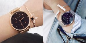Analog watch, Watch, Watch accessory, Fashion accessory, Wrist, Fashion, Strap, Arm, Jewellery, Material property, 