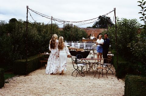 Photograph, Wedding dress, Ceremony, Dress, Bridal clothing, Wedding, Bride, Backyard, Event, Gown, 