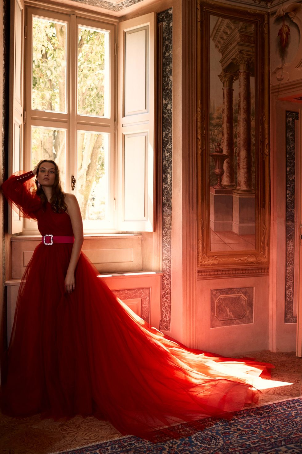 Gown, Dress, Red, Clothing, Photograph, Wedding dress, Bridal clothing, Beauty, Bride, Orange, 