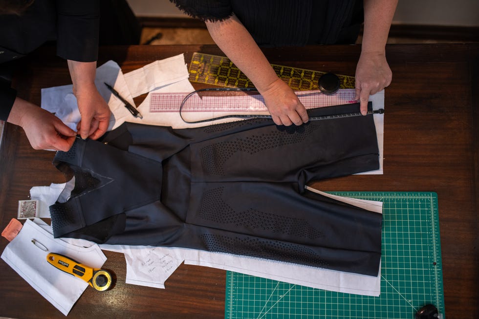 nike fly suit being sewn