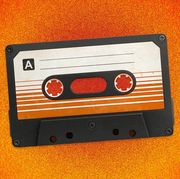 cassette tape on orange background