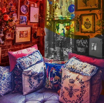 living room filled with colorful objects