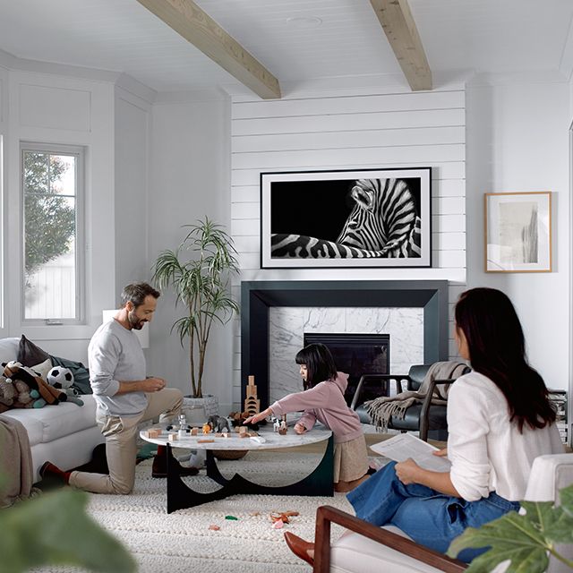 samsung frame tv in living room