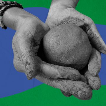 illustration of hands holding a mud ball