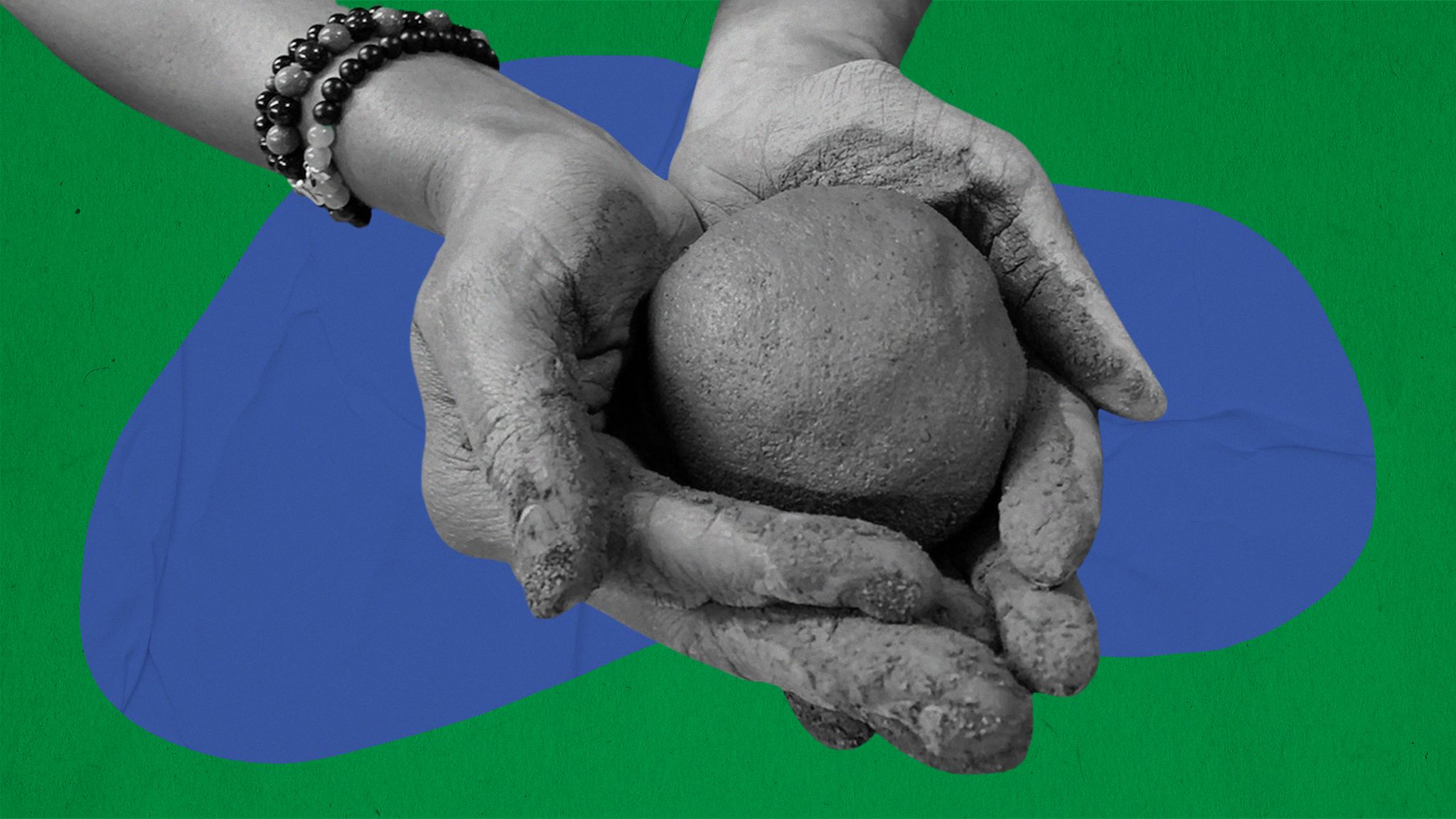 illustration of hands holding a mud ball