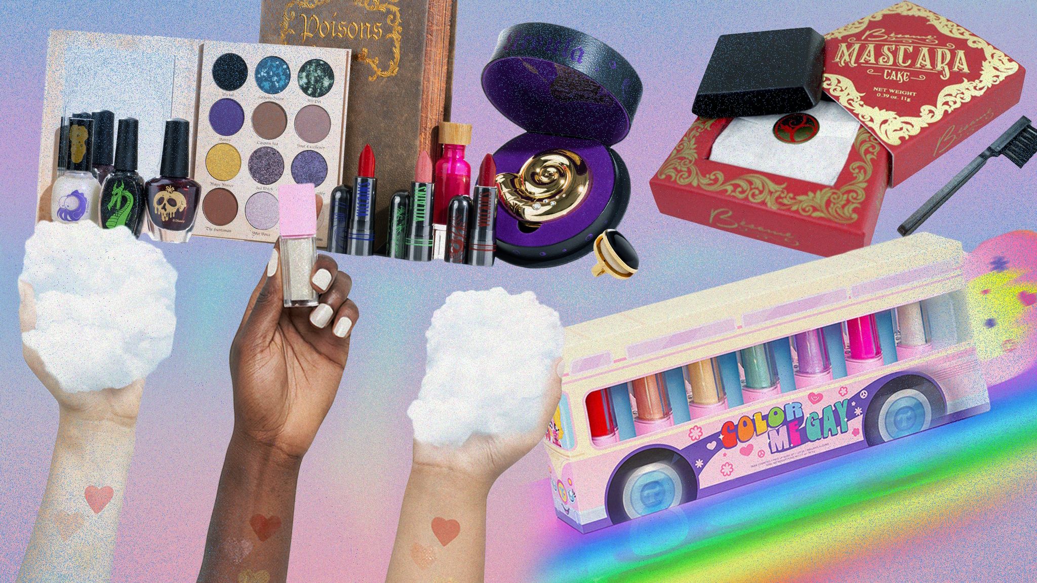 collage of toy makeup products