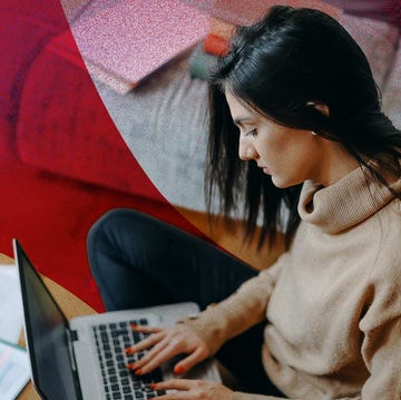 woman typing on laptop