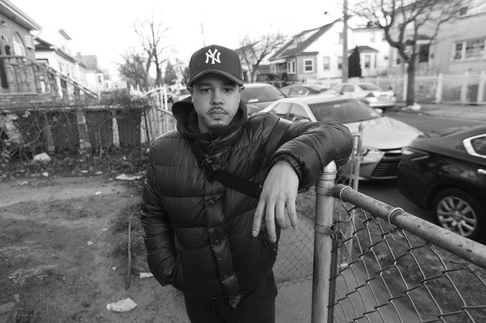 donovan drayton photographed in queens with his father's portrait and guitar photos by mariela lombard