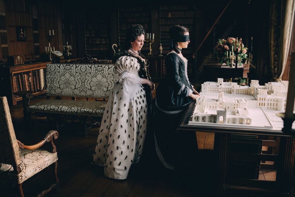 Olivia Colman and Rachel Weisz in The Favourite.