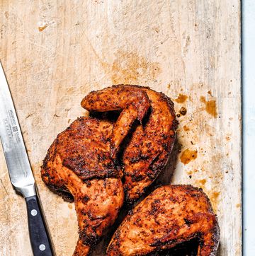 smoky split chicken with “automatic brine”